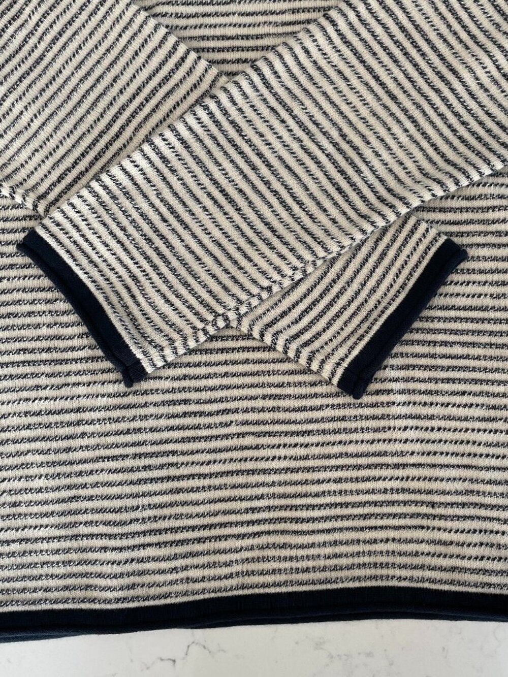 Selected Homme SLHDEAN Mix Crew Nk LS Striped Lightweight Sweater Navy Bone Wt S - Picture 5 of 12